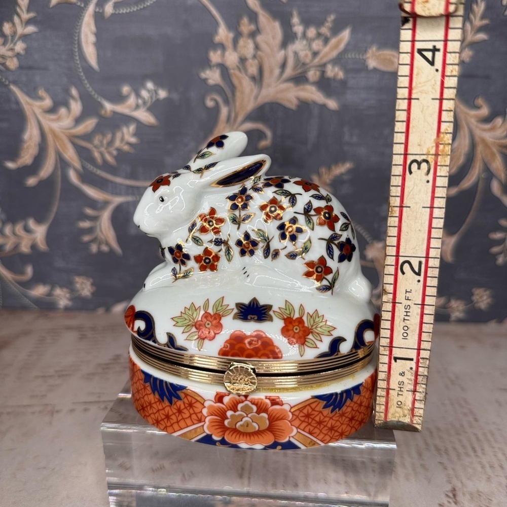 Vintage Andrea by Sadek Imari Style Rabbit Trinket Box Porcelain Japan - Picture 4 of 9